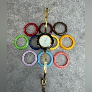 Gucci 1100 L Gold Quartz Watch Interchangeable Bezels Vintage